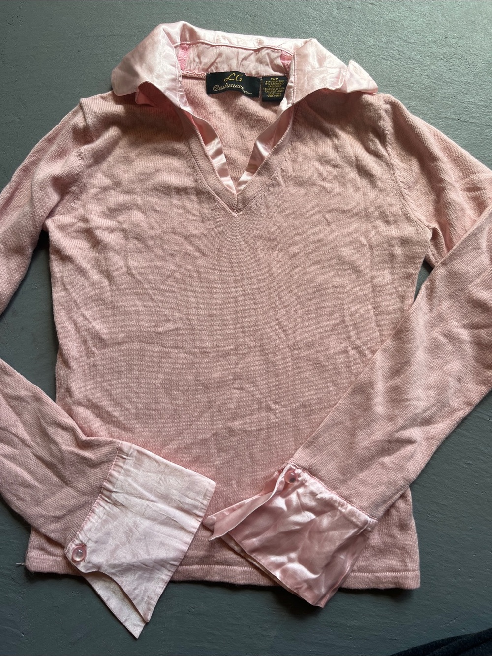 LG Pink Silk-Trim Cashmere Sweater